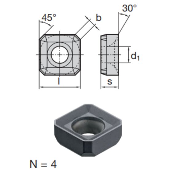 Picture of LMT Fette SNKX 1205 AN-T LC610T Milling Insert Square